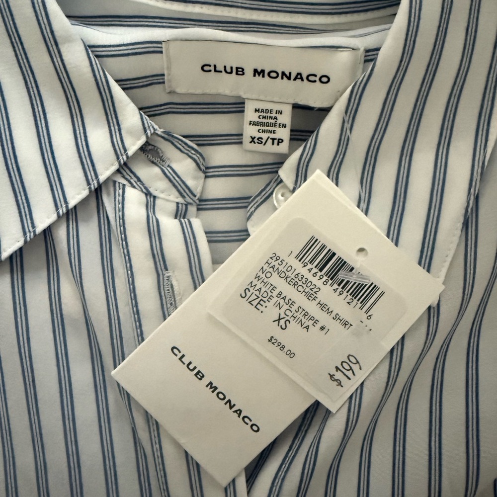 Club Monaco Striped Handkerchief Hem Shirt Dress - Picture 6 of 7